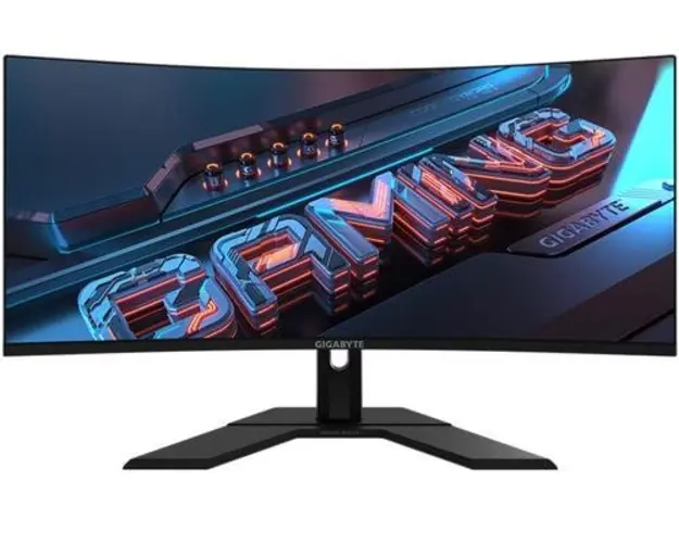Monitor Gaming VA LED Gigabyte 34inch GS34WQC, WQHD (3440 x 1440), HDMI, DisplayPort, Ecran curbat, 135 Hz, 1 ms (Negru)