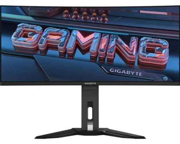 Monitor Gaming OLED Gigabyte 34inch MO34WQC2, WQHD (3440 x 1440), HDMI, DisplayPort, Boxe, Ecran curbat, 240 Hz, 0.03 ms (Negru)
