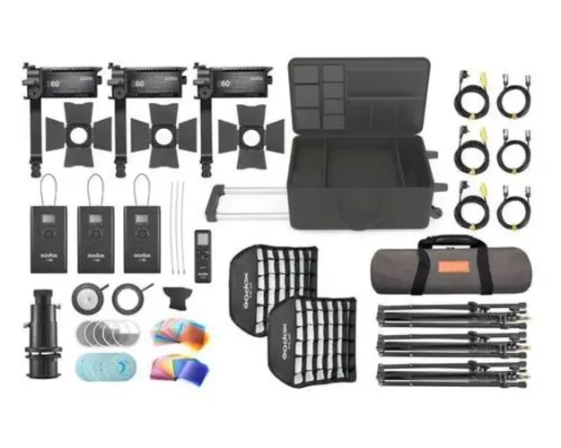 Godox S60 Kit 3 LampI LED cu Lentila de Focalizare