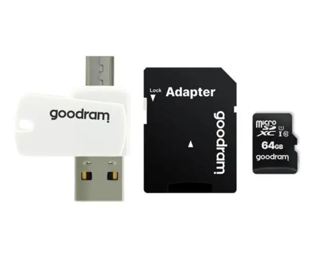 Card de memorie GoodRam All In One microSDHC, 64GB, Class 10 + adaptor SD + card reader USB 
