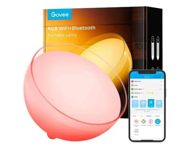 Lampa de veghe LED Govee Ambient H6058301, RGB, 3350 mAh, Wi-Fi, 32 moduri de iluminare