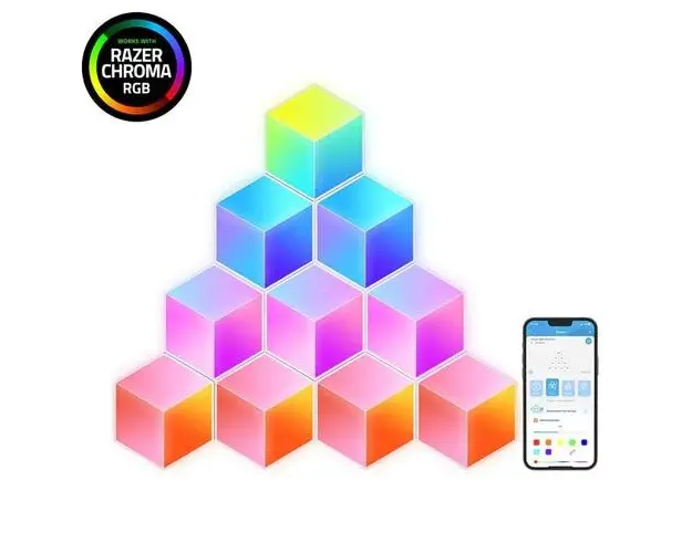 Kit 10 Panouri luminoase inteligente Govee Glide Hexa Pro, RGBIC, Voice assistants