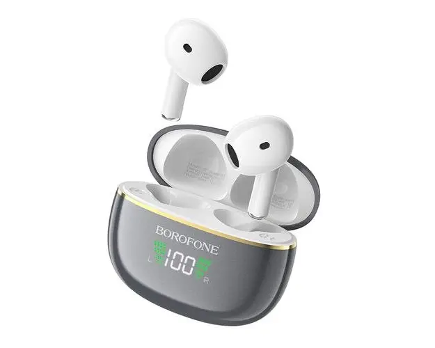 Casti True Wireless Borofone BW30, Bluetooth 5.3, Autonomie 4 ore, Microfon (Gri)