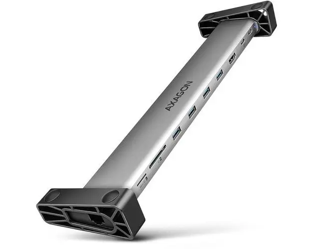 Hub USB Axagon HMC-10HLS, 4x USB-A, 2x USB Type-C, RJ-45, HDMI, SD/microSD (Argintiu)