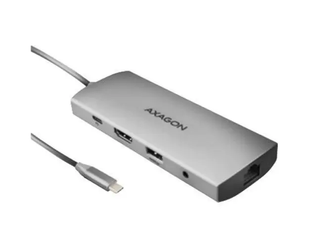 Hub USB Axagon HMC-8HLSA, HDMI, RJ-45, USB, SD/microSD, PD 100W (Argintiu)