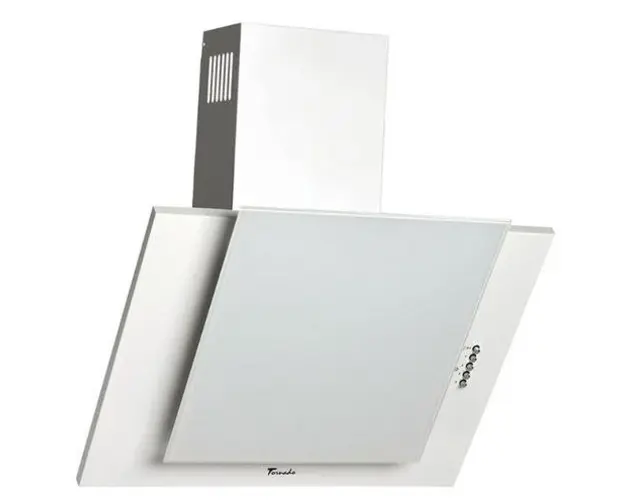 Hota Decorativa Tornado Vertikal 750 (60) LED, 1 motor Turbo, latime 60 cm, 3 viteze, absorbtie 750 m3/ora, filtru anti-grasimi aluminiu 5 straturi, Alb