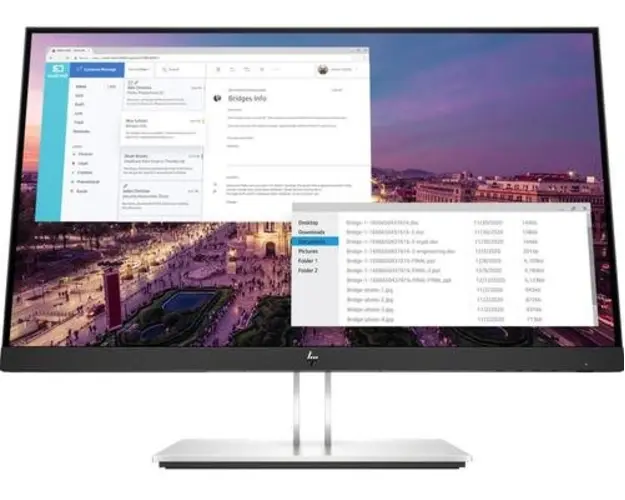 Monitor IPS LED HP 23inch E23 G4, Full HD (1920 x 1080), VGA, HDMI, DisplayPort (Negru/Argintiu)