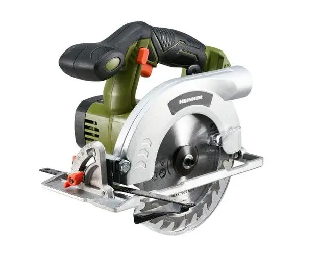 Fierastrau circular Heinner OnePower HR-LFC001, 18 V, 165 mm dimensiune lama, 4200 RPM, Fara acumulator/incarcator (Negru/Verde)