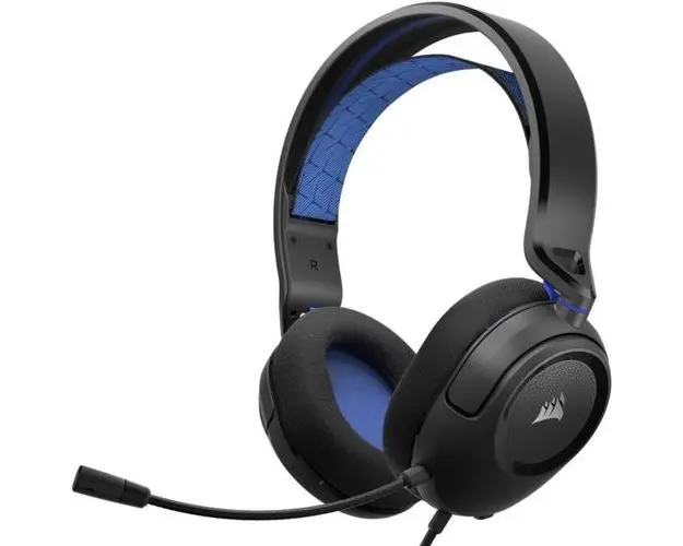Casti Gaming Corsair HS35 v2, Cu fir, Microfon (Negru/Albastru)