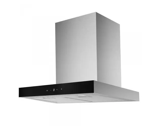 Hota decorativa Samus HS661DGX, 100 W, Control electronic tactil, 9 trepte, parte frontala din sticla neagra (Inox)