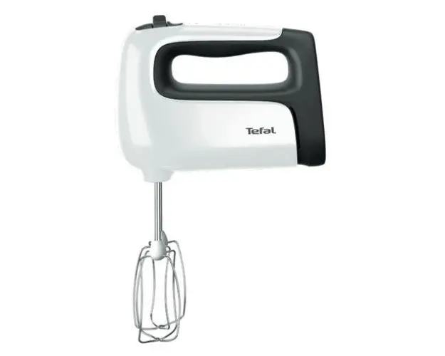 Mixer de mana TEFAL Prep'Mix HT462138, 500 W, 5 viteze, Functie Turbo, 2 Accesorii pentru aluat, 2 Teluri (Alb/Negru)