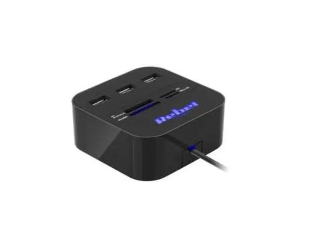 Hub USB 2.0 cu 3 porturi cu cititor de carduri MS / SD / M2 / MicroSD Rebel