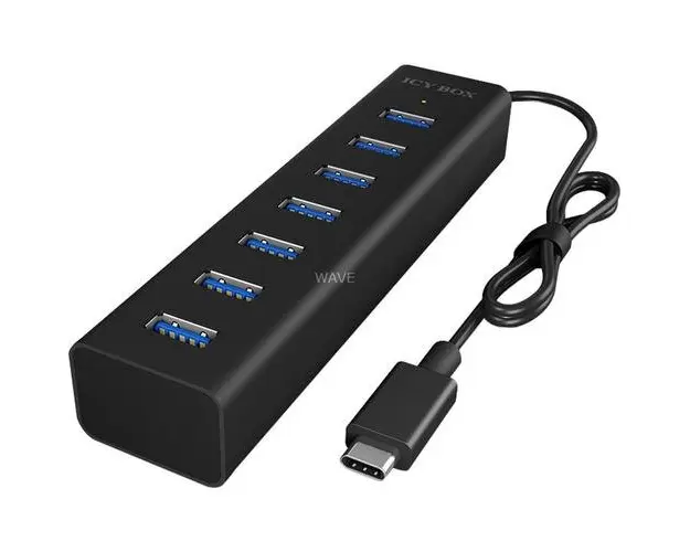 HUB USB ICY BOX IB-HUB1700-C3, 7 x USB (Negru)