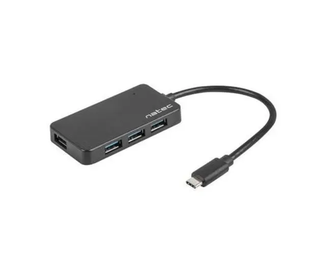 HUB USB NATEC SILKWORM 4 x USB 3.0, conectare USB-C (Negru)