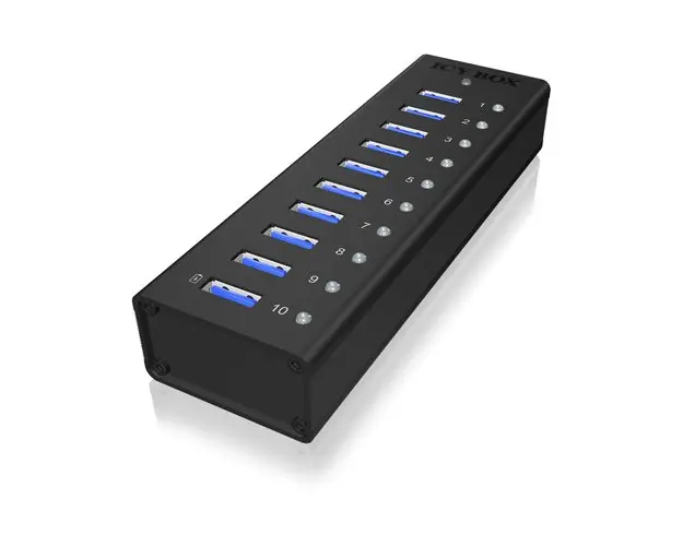 Hub USB Raidsonic IB-AC6110, 10 x USB 3.0 (Negru)