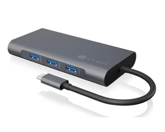 Hub USB Raidsonic IB-DK4040-CPD, 10 in 1, USB Type-C, HDMI/VGA (Gri)