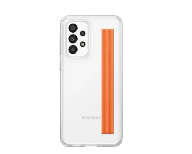 Husa Protectie Spate Samsung Slim EF-XA336CTEGWW, pentru Samsung Galaxy A33 5G (Transparent/Portocaliu)