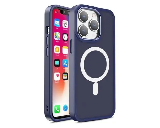 Husa MagSafe pentru Apple iPhone 15 Pro, OEM, Color Matte, Bleumarin