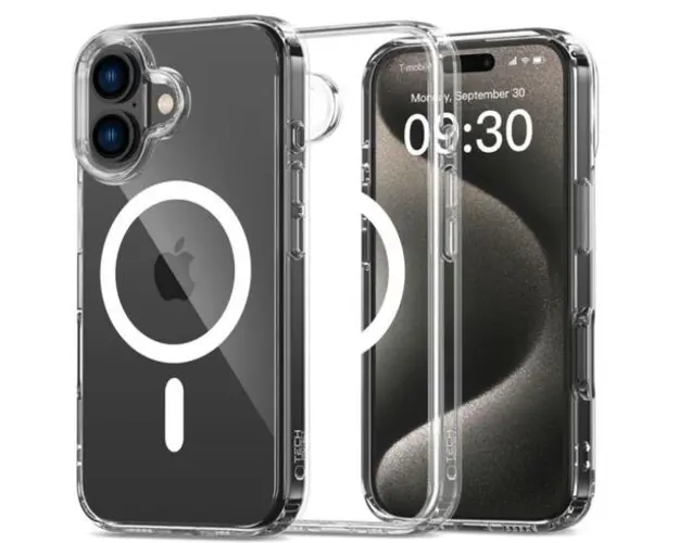 Husa MagSafe pentru Apple iPhone 16, Tech-Protect, Flexair Hybrid, Transparenta