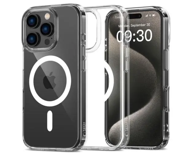 Husa MagSafe pentru Apple iPhone 16 Pro Max, Tech-Protect, Flexair Hybrid, Transparenta