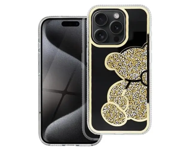 Husa pentru Apple iPhone 11, OEM, Teddy Bear, Negru/Auriu