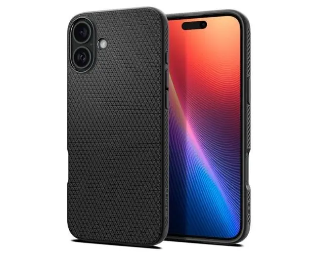 Husa pentru Apple iPhone 16, Spigen, Liquid Air Matte, Neagra