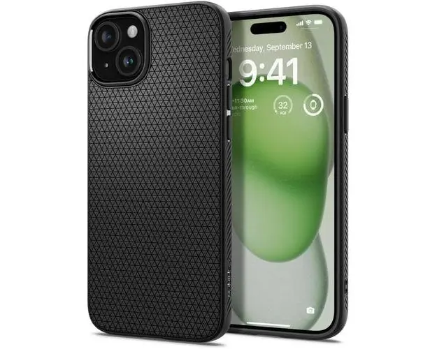 Husa pentru Apple iPhone 15 Plus, Spigen, Liquid Air Matte, Neagra ACS06650
