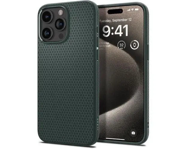Husa pentru Apple iPhone 15 Pro Max, Spigen, Liquid Air Matte, Verde ACS06564