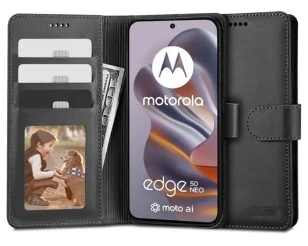 Husa pentru Motorola Edge 50 Neo, Tech-Protect, Wallet, Neagra