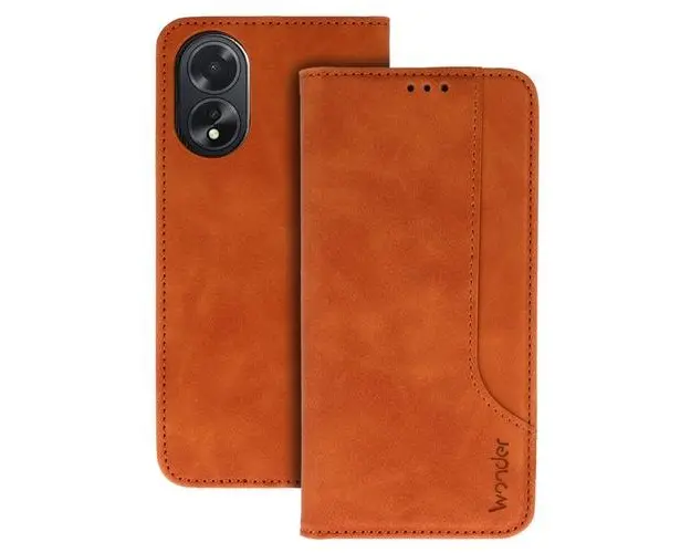 Husa Book Cover Wonder Prime pentru Oppo A18 / A38 (Maro)