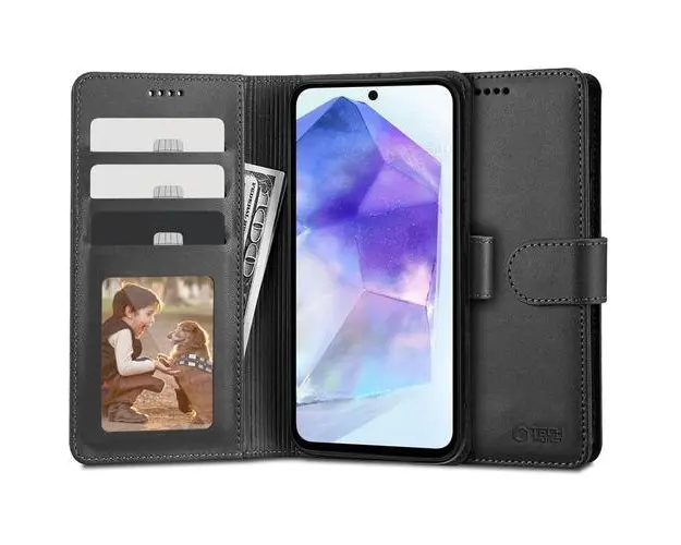 Husa pentru Samsung Galaxy A55 5G A556, Tech-Protect, Wallet, Neagra