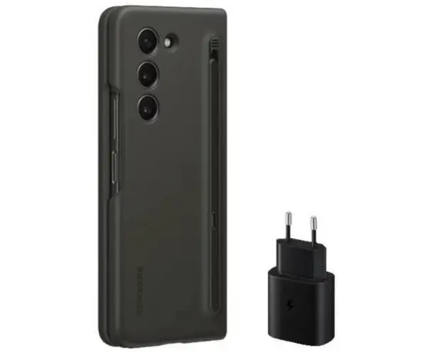 Husa Protectie Spate Samsung EF-OF94KKBEGWW pentru Samsung Galaxy Z Fold5 F946, Starter Pack, Pen Inclus (Negru)