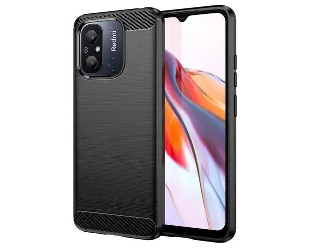 Husa pentru Xiaomi Redmi 11A / C55 / 12C, OEM, Carbon, Neagra