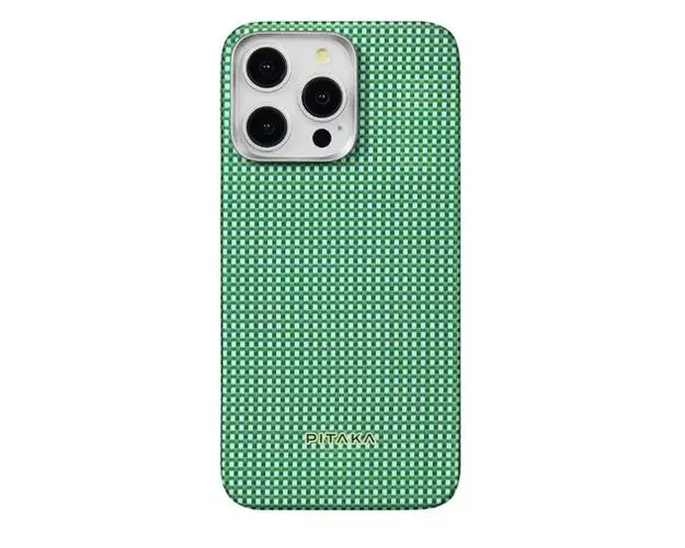 Husa Protectie Spate Pitaka MagEZ 5 pentru iPhone 15 Pro Max, MagSafe (Alb/Verde)