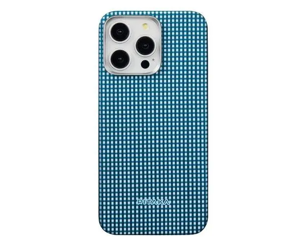 Husa Protectie Spate Pitaka MagEZ 5 pentru iPhone 15 Pro Max, MagSafe (Alb/Albastru)