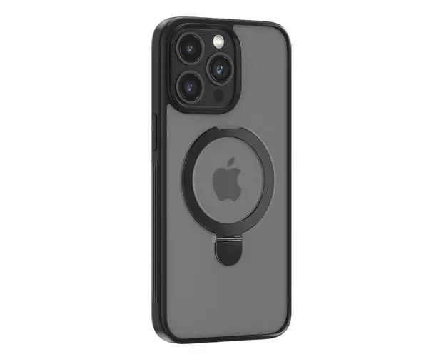 Husa Protectie Spate Devia Delight Series Magnetic pentru Apple iPhone 15 Pro Max, cu suport (Negru)