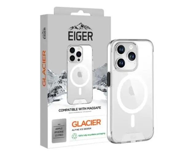 Husa Protectie Spate Eiger Glacier Magsafe Case pentru Apple iPhone 15 Pro (Transparent)