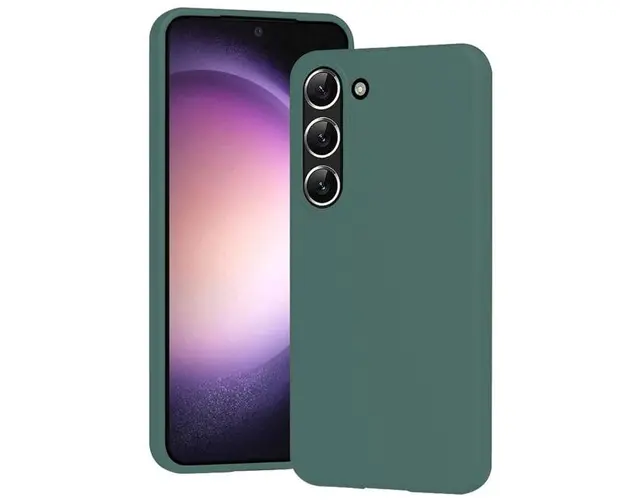 Husa Silicon Soft Slim Lemontti, pentru Samsung Galaxy S23, material mat si fin, captusit cu microfibra (Verde)