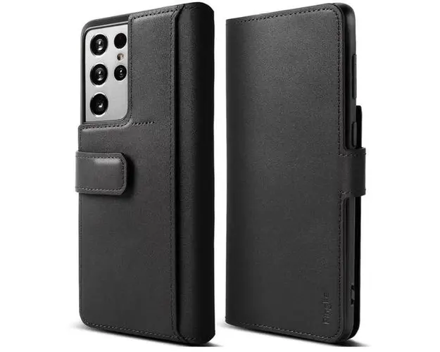 Husa Book Cover Ringke Folio Signature+ 8809785454792 pentru Samsung Galaxy S21 Ultra (Negru)
