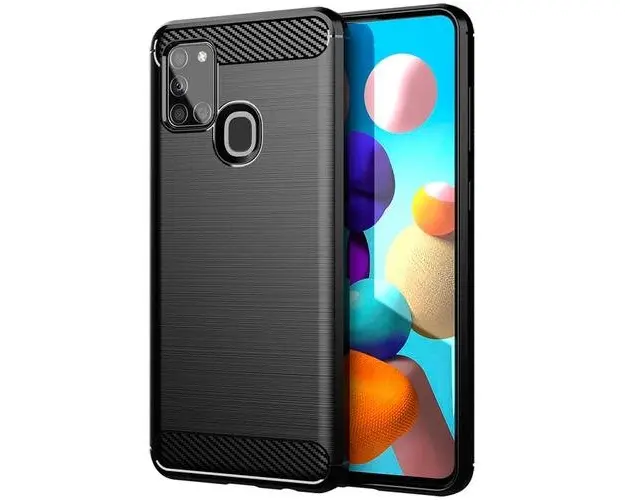 Husa pentru Samsung Galaxy A21s A217, Forcell, Carbon, Neagra