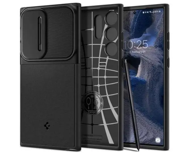 Husa Protectie Spate Spigen OPTIK ARMOR ACS05639 pentru Samsung Galaxy S23 Ultra S918, cu protectie camera (Negru)