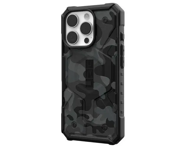 Husa Pathfinder SE MagSafe UAG pentru iPhone 16 Pro Max, Midnight Camo, Gri