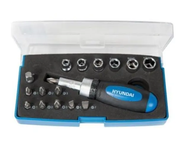 Trusa surubelnita cu clichet Hyundai HY-40215, Biti, Tubulare, 17 Piese