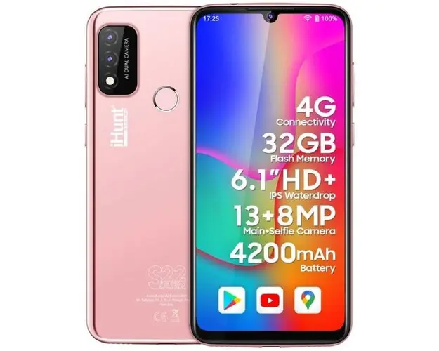 Telefon Mobil iHunt S22 Ultra, Procesor Quad-Core MTK6761, Ecran IPS 6.1inch, 2GB RAM, 32GB Flash, Camera Duala 13 + 5 MP, Wi-Fi, 4G, Dual SIM, Android (Roz)