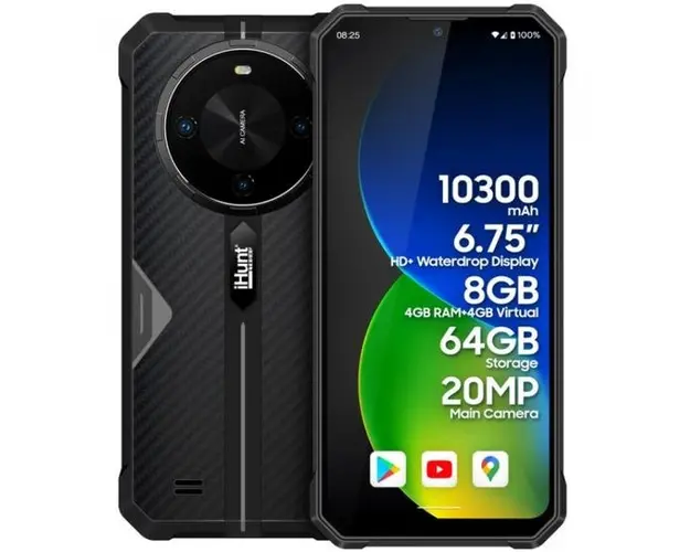 Telefon mobil iHunt Titan P10000 PRO, Procesor MediaTek MT8768 Octa-Core, Ecran IPS 6.75inch, Camera 20 MP, 8 GB RAM, 64 GB ROM, 4G, Android, Dual SIM (Negru)