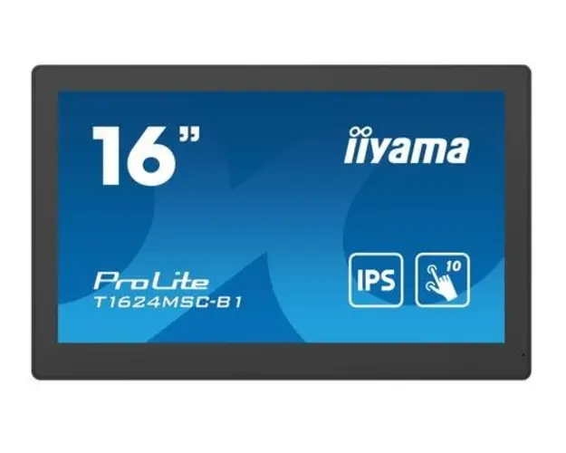 Monitor IPS LED iiyama 15.6inch T1624MSC-B1, Full HD (1920 x 1080), HDMI, Touchscreen, Boxe (Negru) 