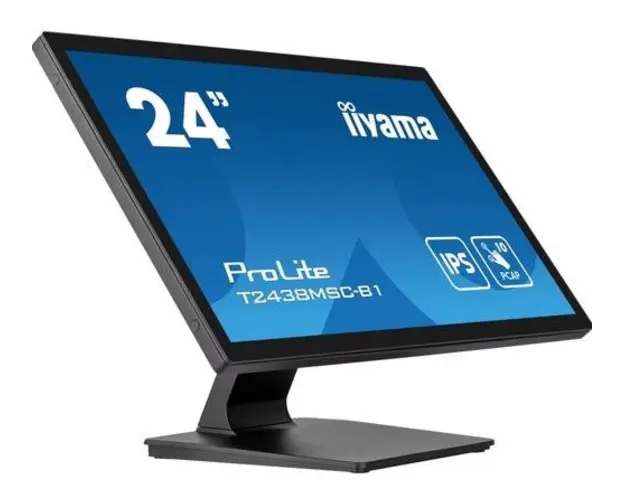 Monitor IPS LED Iiyama 23.8inch T2438MSC-B1, Full HD (1920 x 1080), HDMI, DisplayPort, Boxe, Touchscreen (Negru)