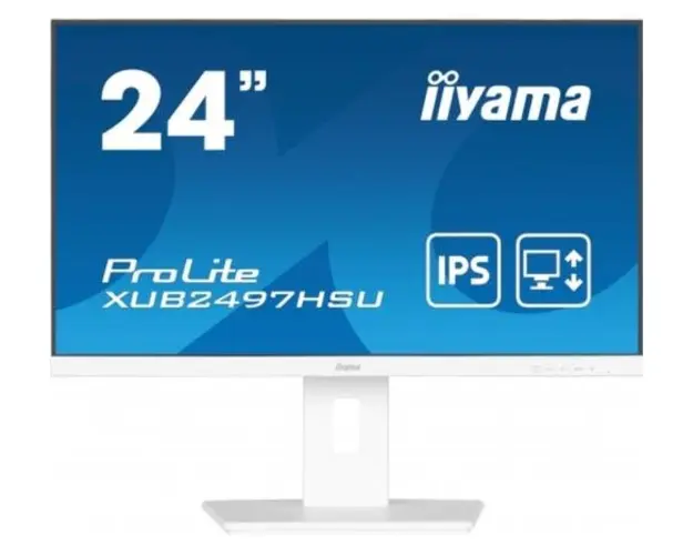 Monitor IPS LED Iiyama 23.8inch XUB2497HSU-W2, Full HD (1920 x 1080), HDMI, DisplayPort, Boxe, Pivot, 100 Hz, 1 ms (Alb)