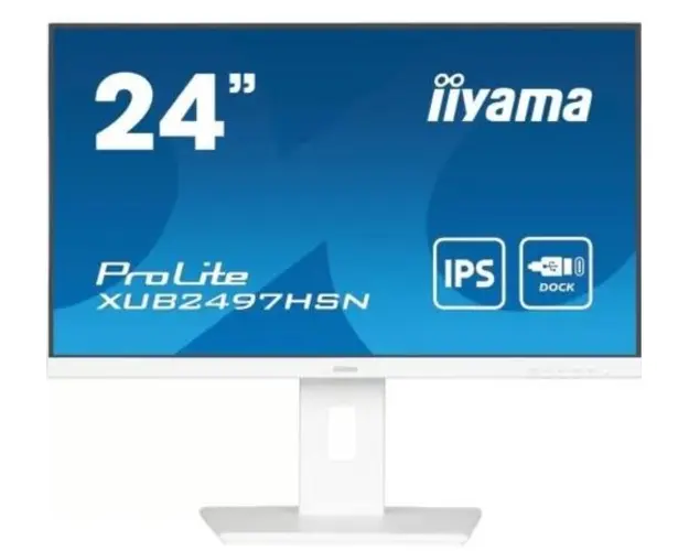 Monitor IPS LED Iiyama 23.8inch XUB2497HSN-W2, Full HD (1920 x 1080), HDMI, DisplayPort, Boxe, Pivot, 100 Hz, 1 ms (Alb)
