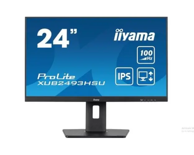 Monitor IPS LED iiyama ProLite 23.8inch XUB2493HSU-B6, Full HD (1920 x 1080), HDMI, DisplayPort, Boxe, Pivot (Negru)